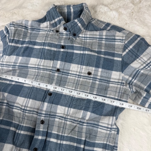 J. Crew Button Down Flannel Shirt Leather Elbow Patches Blue Men's Small - Picture 3 of 9